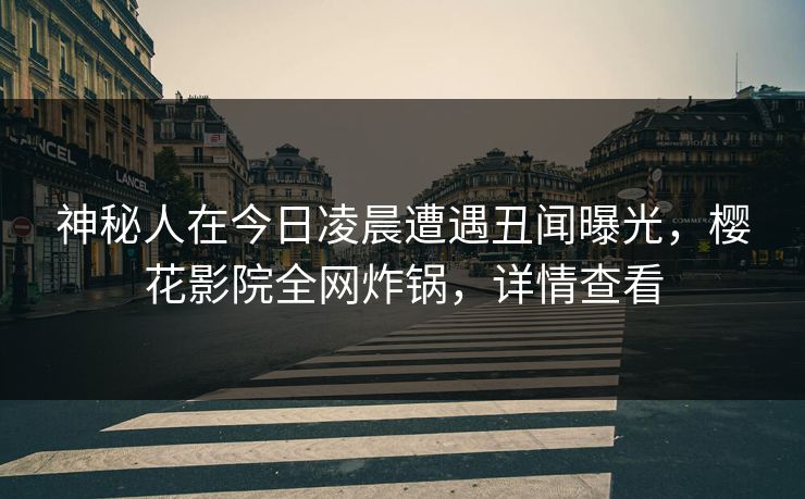 神秘人在今日凌晨遭遇丑闻曝光，樱花影院全网炸锅，详情查看