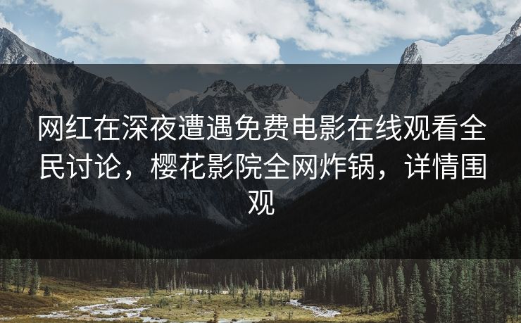 网红在深夜遭遇免费电影在线观看全民讨论，樱花影院全网炸锅，详情围观