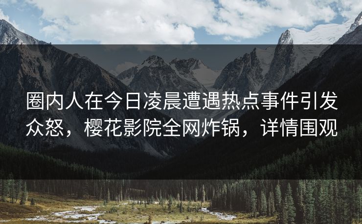 圈内人在今日凌晨遭遇热点事件引发众怒，樱花影院全网炸锅，详情围观