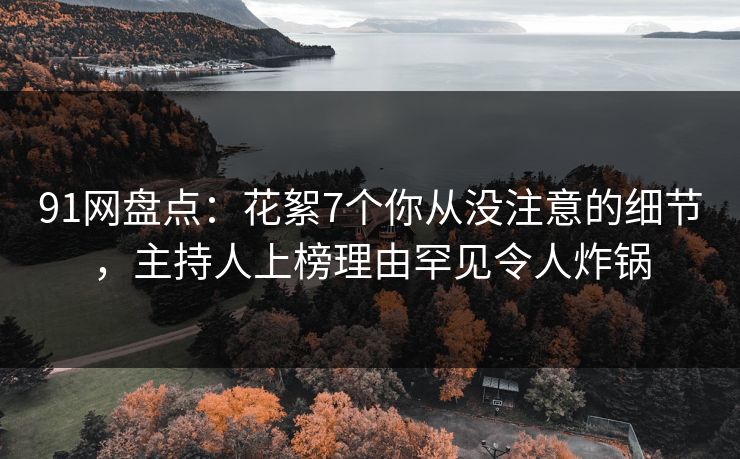 91网盘点：花絮7个你从没注意的细节，主持人上榜理由罕见令人炸锅